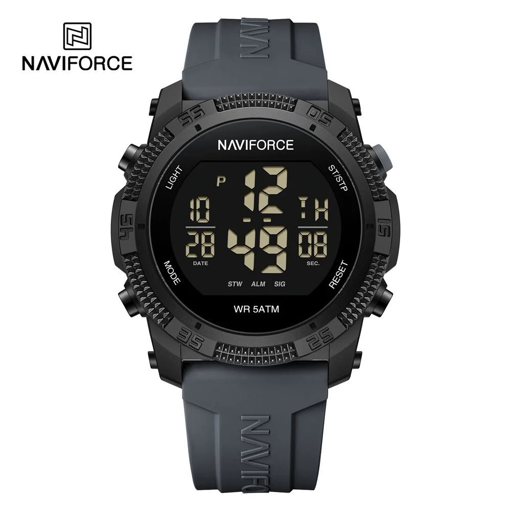 NAVIFORCE - Orologio da uomo al quarzo, stile sportivo, con lancette luminose, impermeabile 5ATM, con cinturino in silicone, orologio da moda da uomo, Giallo, Classico