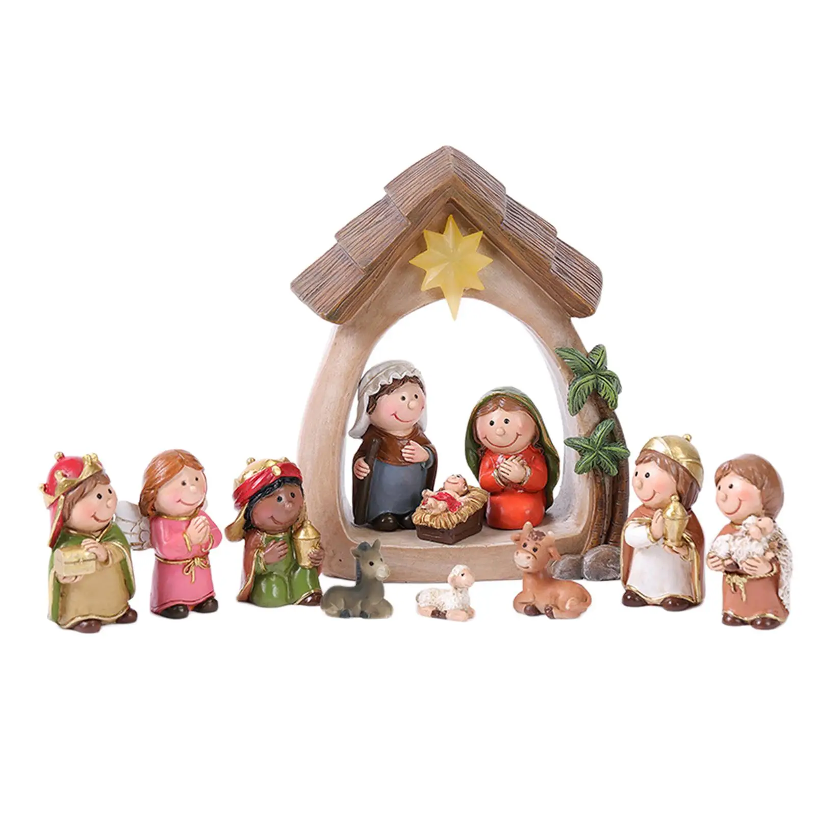 12Pcs Christmas Nativity Figurines with Light Resin Holy Family Birth of Jesus for Christmas Tabletop Church Shelf Chapel 12Pcs Christmas Nativity Figurines with Light Resin Holy Family Birth of Jesus for Christmas Tabletop Church Shelf Chapel