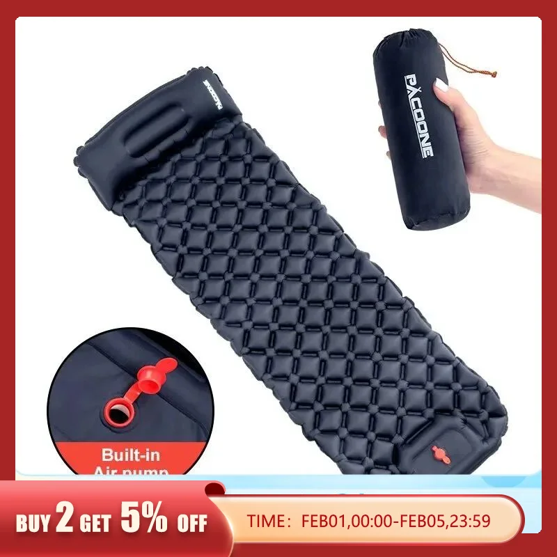 Outdoor Camping Inflatable Mattress Sleeping Pad With Pillows 1