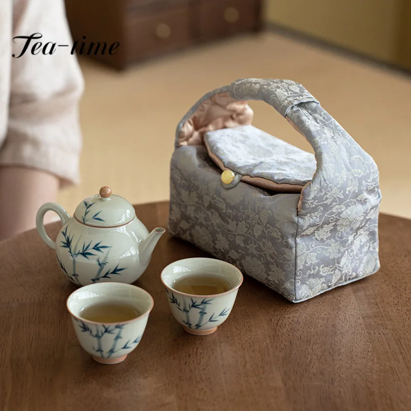 Hand-painted Bamboo Tea Set Kit Aesthetic Teapot and Tea Cup Set 1