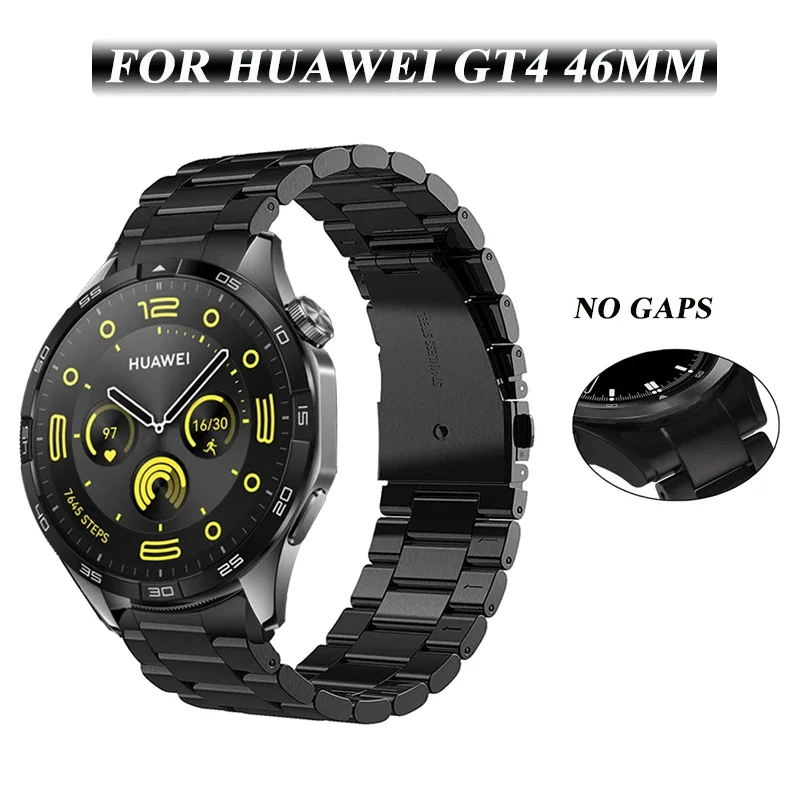 No Gpas Stainless Steel strap for Huawei Gt4 46mm  curved Stainless Steel metal Band for Huawei Watch GT4 46mm Strap Special