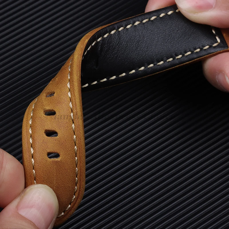 Dark Brown Crazy Horse Leather Watch Strap – Genuine Leather Belt