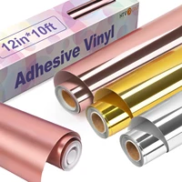 HTVRONT 12"X10ft/30x300cm Metallic Mirror Permanent Adhesive Vinyl Roll Sticker Film for Maker Glass Cup Decor Vinyls 1