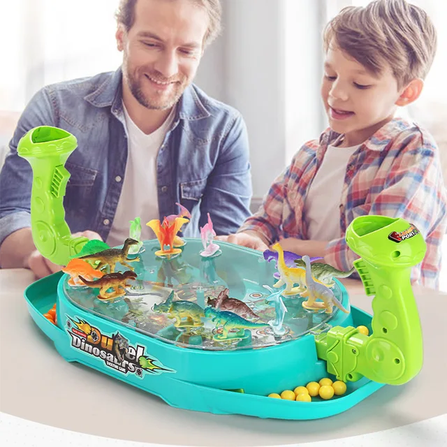 Funny Double Battle Dinosaur Bounce Catapult Desktop Board Game Parent-Child Interaction Toy for Kids Children Family Party 2
