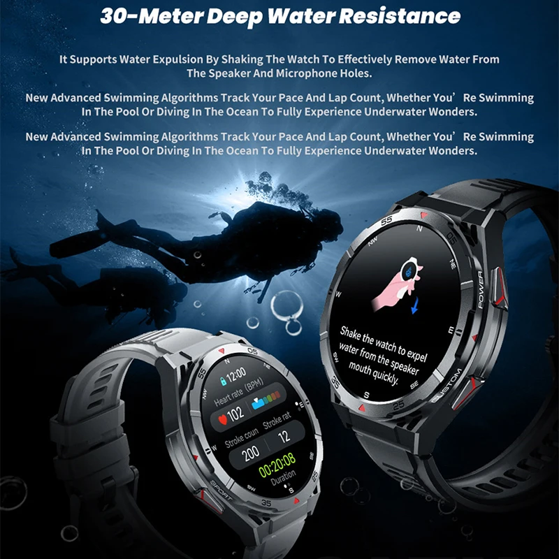 Dual-Band satellite GPS Sports Smartwatch Men 1.43'' AMOLED Screen Compass BT Call 10ATM Waterproof SWIM SmartBracele 2026 New