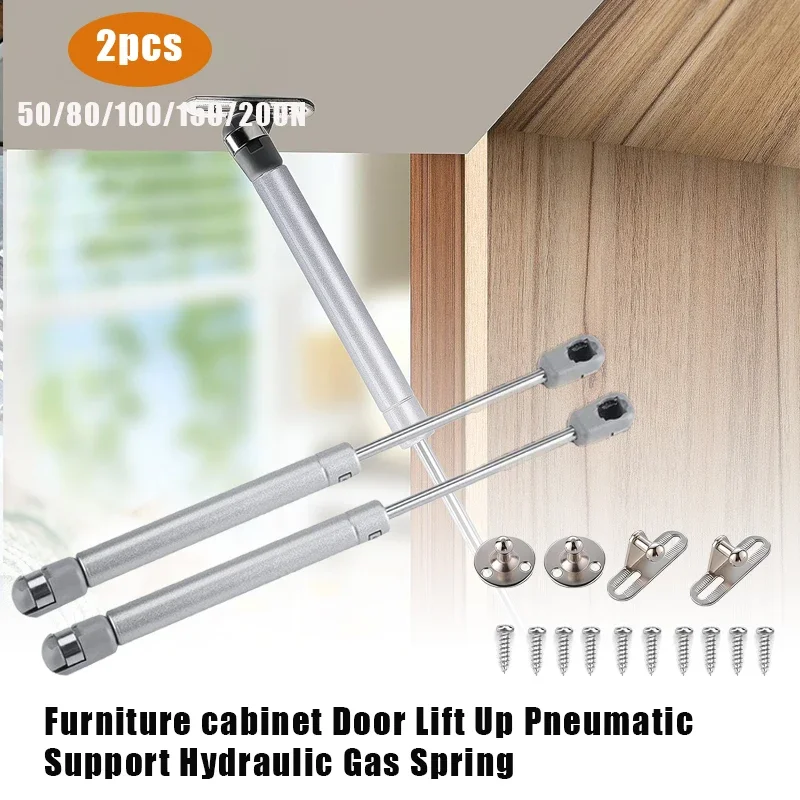 2Pcs 50-200N Cabinet Door Gas Spring Hinges，Safety Lift Support Kitchen Cupboard Door Pneumatic SpringStrut Hinges Hardware