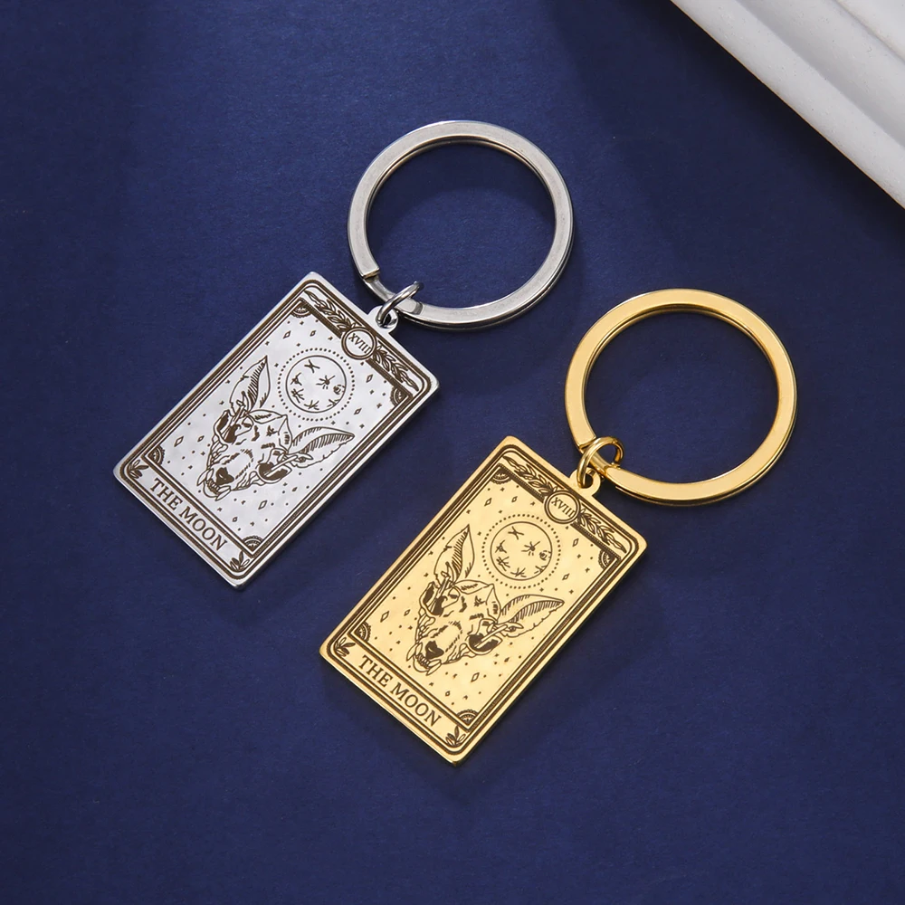 Dawapara Skeleton Tarot Karte Schlüsselbund Edelstahl Glück Amulett Ringelblume Tarot Schlüsselring Schädel Gothic Halloween Schmuck Geschenk – Detail 30