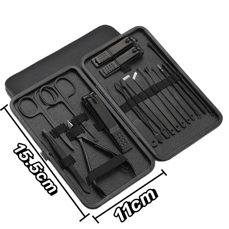 7/18pcs Black Nail Clipper Set Professional Stainless Manicure Nail Scissors Pedicure Care Kit with Travel Case Sharp Cutter nail clipper set,nail clipper,nail care kit,nail scissors set,nail clippers,manicure pedicure kit,manicure set,manicure sets,manicure nail clipper set,nail clippers kit