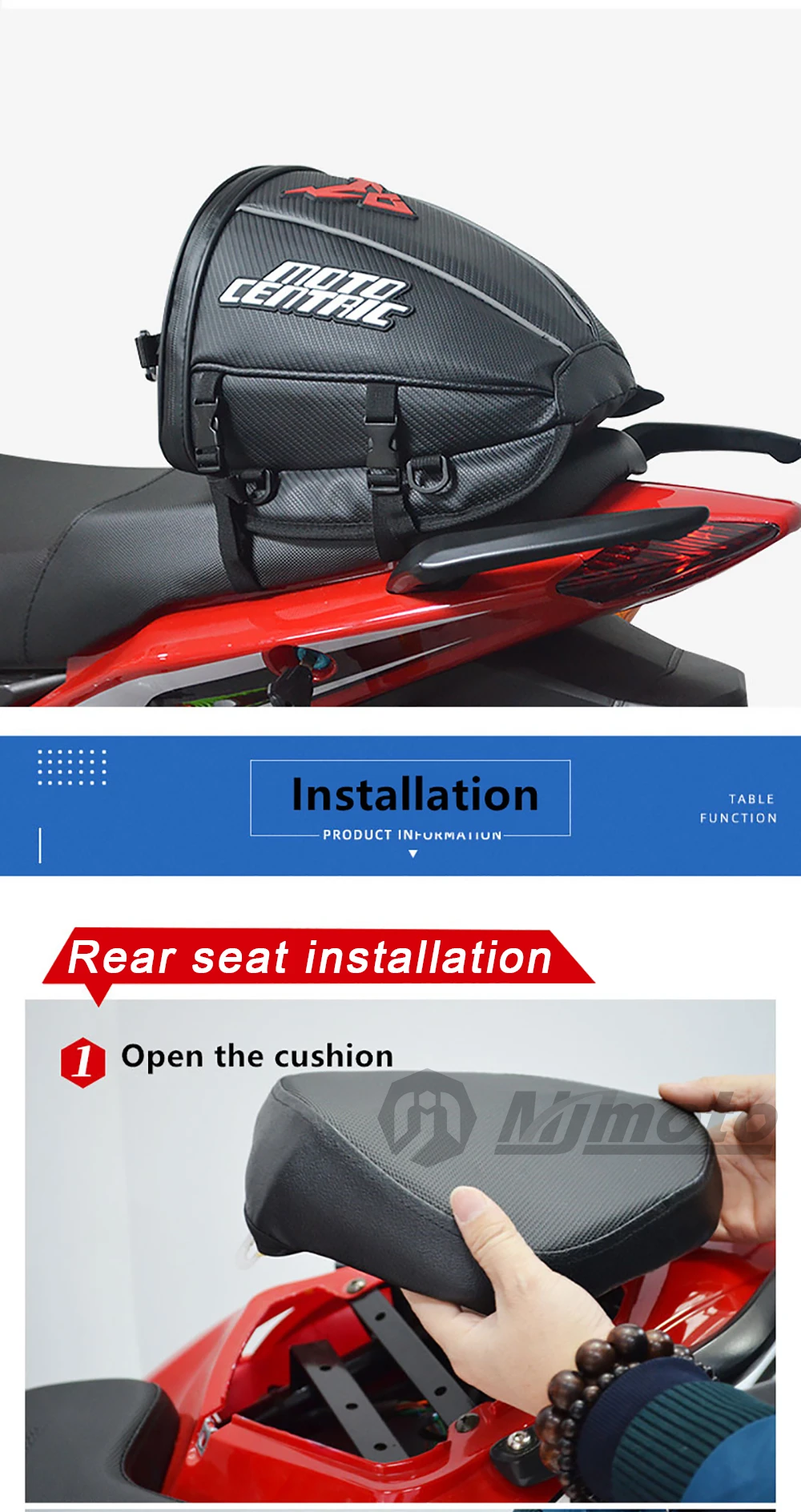 Bolsa trasera impermeable para motocicleta, equipaje deportivo, sillín reflectante, bolsa trasera para motocicleta, Scoo