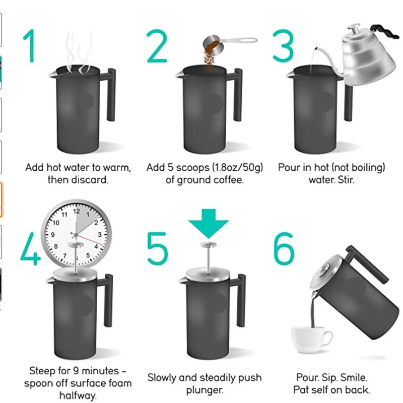 

Stainless Steel French Press Coffee Maker Pot Double Layer Handmade Coffee Kettle with Filter Accessories Coffee Maker Pot