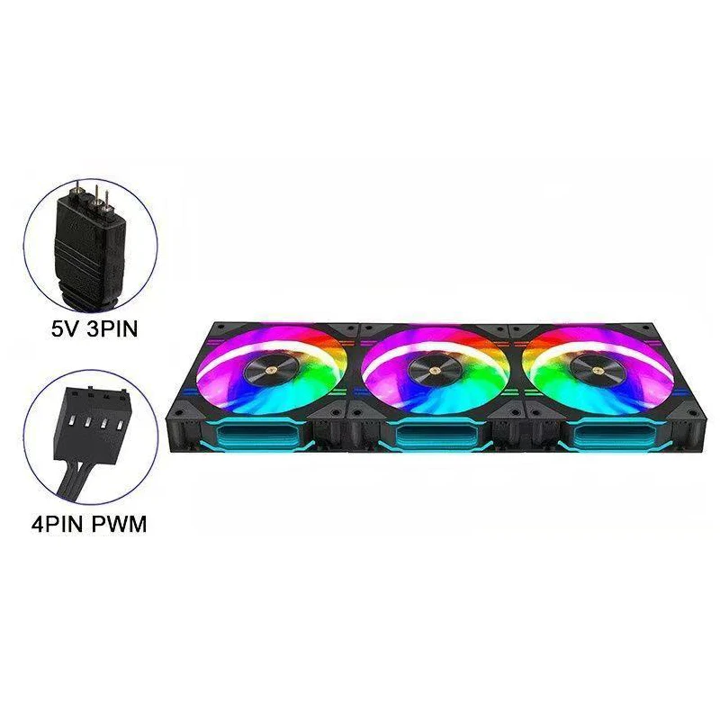 High-Performance Black Computer Case Cooling Fan with ARGB Lighting and PWM Control