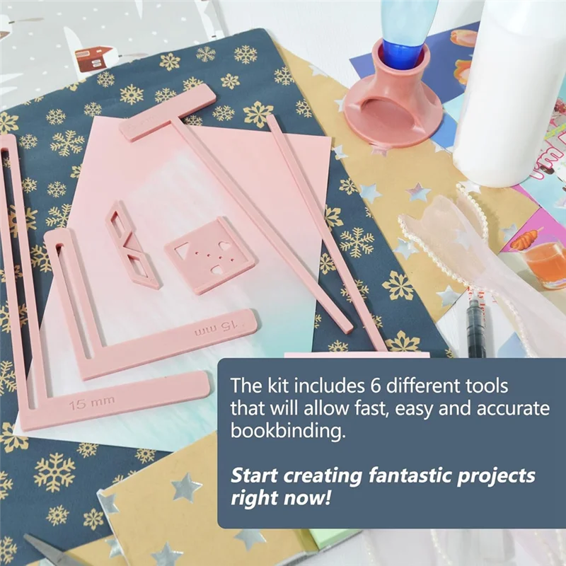 Hot Sale-Scrapbooking Tool Kit 6Pcs Bookbinding For Starter- Easy To Use Great Stencils, Cutter Guide Can Be Turned Into A Noteb - 5