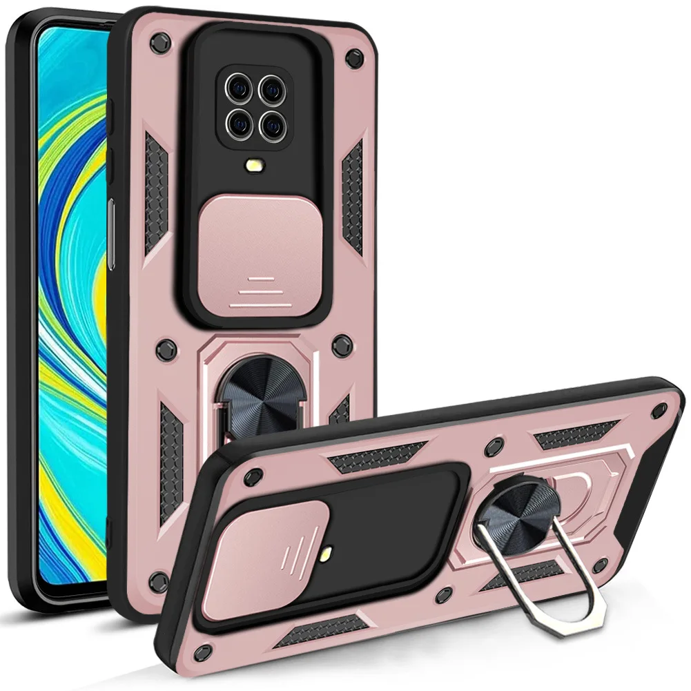 Slide Camera Lens Protective Case for Xiaomi Redmi Note 9 Pro 9T 9S Note9 Car Holder Magnetic Armor Shockproof Bumper Case Cover 3