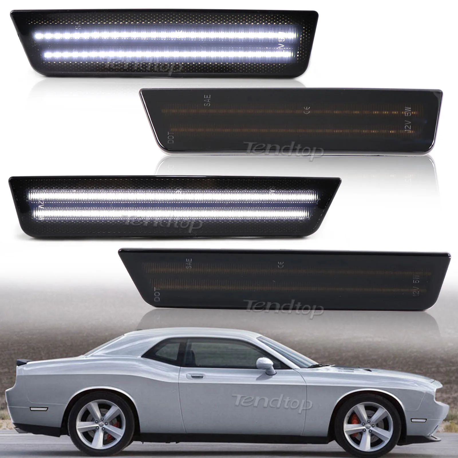 

Автомобильный передний и задний фонарь для указателя поворота, боковой маркер, внешний фонарь для Dodge Challenger 2008-2014, зарядное устройство 2014-2011