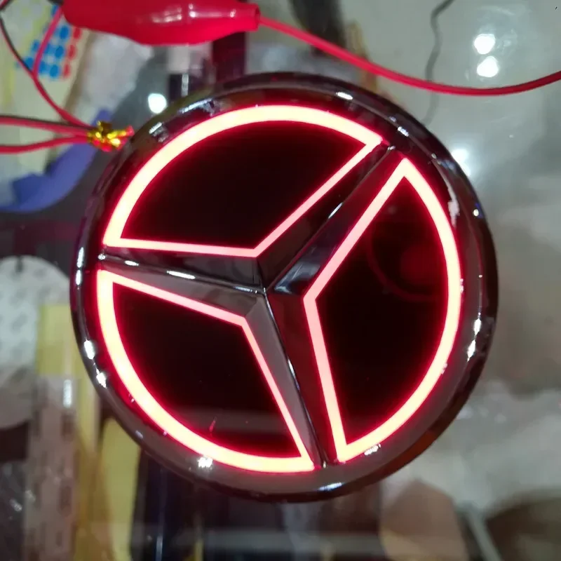 9.5cm 자동차 5D LED 라이트 배지 (메르세데스 벤츠 S350 S300L S A B C E 클래스 GLA GLK 2021 2019 2015) 리어 트렁크 엠블럼 액세서리