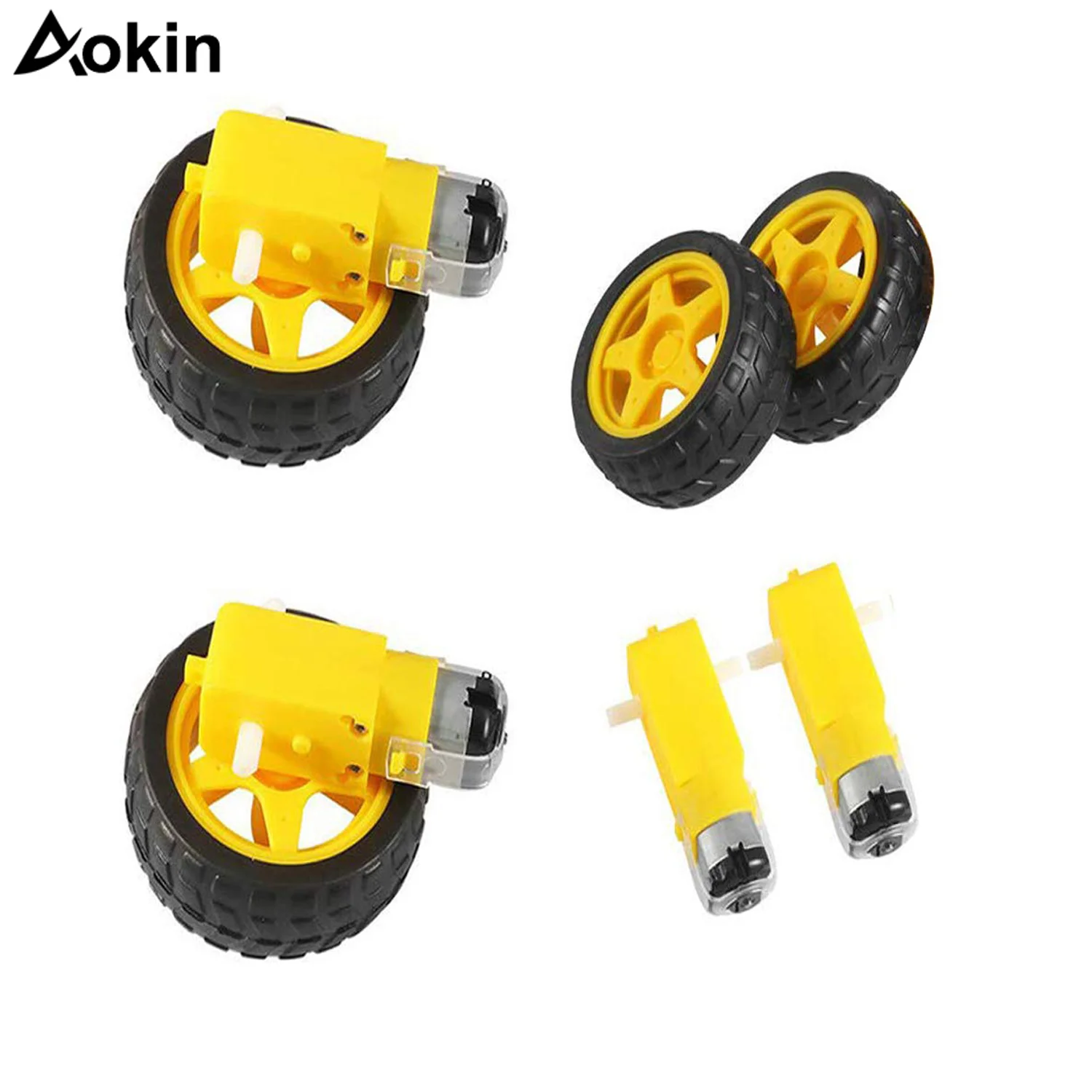 2 Pezzi Tt Motor Con 2 Pezzi 65Mm Wheel Smart Car Robot Gear Motore Brushless Per Arduino Dc 3V-6V Dc Gear Wheel Motor Set