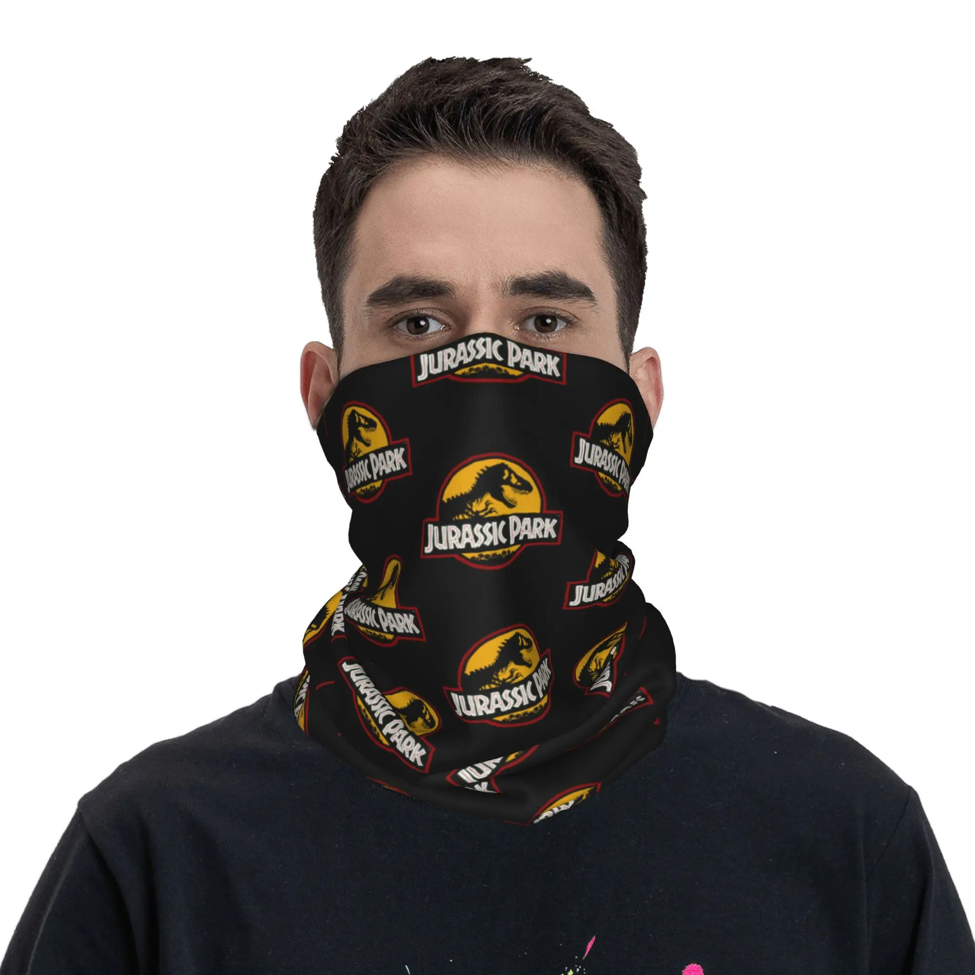 Jurassic Park Ancient Animal Winter Headband Neck Warmer Hiking Running Tube Scarf Giant Dinosaur Face Bandana Gaiter