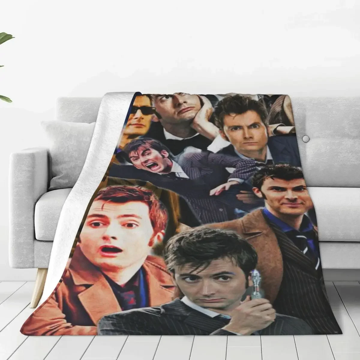 

David Tennant Photo Collage Blanket Velvet Decoration Breathable Super Warm Throw Blankets for Sofa Travel Plush Thin Quilt