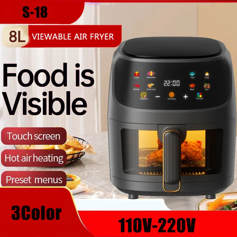 8L Air fryer household electric fryer large-capacity multi-function  automatic touch screen without frying new style