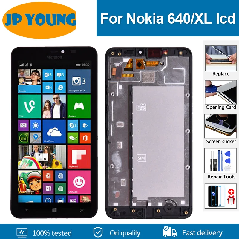 Display Originale 5.7 "Per Nokia Lumia 640 Xl Display Lcd Touch Screen Digitizer Sostituzione Gruppo Con Cornice Per Lumia 640Xl