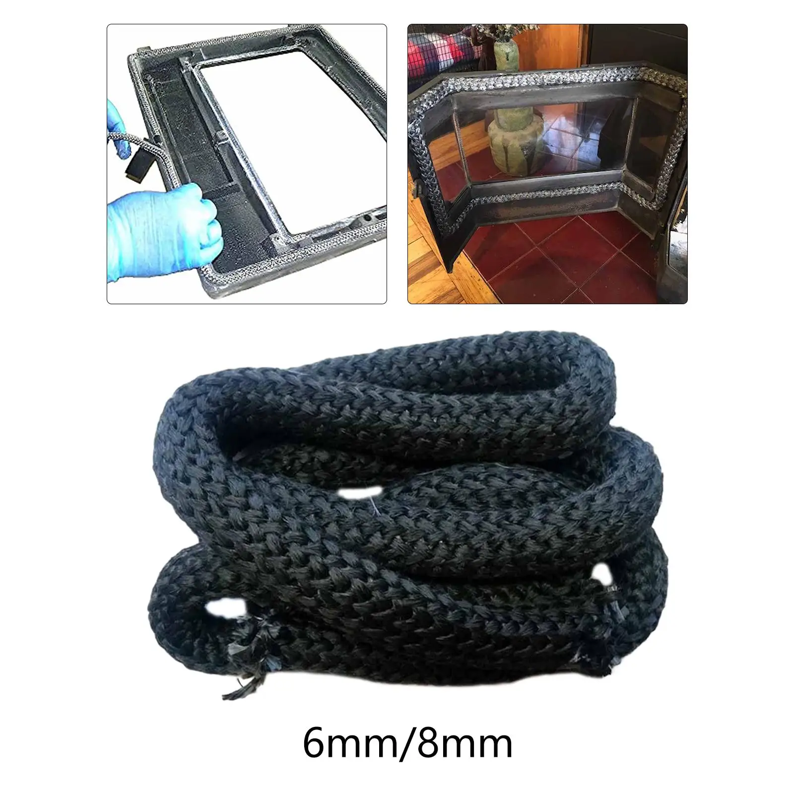 2.5/5M Wood Fire Stove Gasket Seal Door Rope Fireplaces Anti Temperature Fiber Oven Part for Stove Doors Replacement Heater
