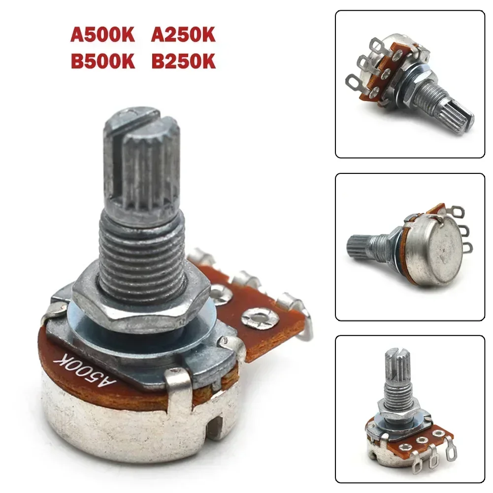 2 Potenziometri In Rame B500K Per Chitarra Elettrica E Basso - Controllo Volume/Tono Long Shaft