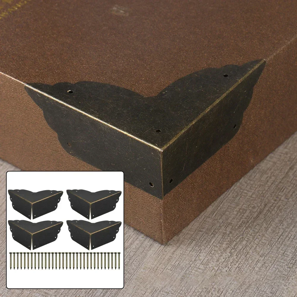 Furniture Corner Protector 4pcs Antique Wrapped Decorative Jewelry Chest Wine Gift Box Wooden Case Cover