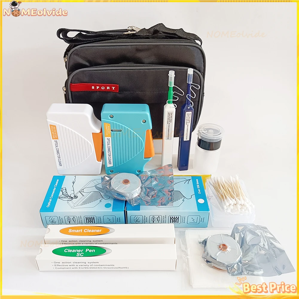 Best Fiber Optic Cleaner Toolkit 500times Cleaner Box And 800 Times Cleaning Pen SC LC FC Alcohol Bottle Cotton Swab FTTH Tool