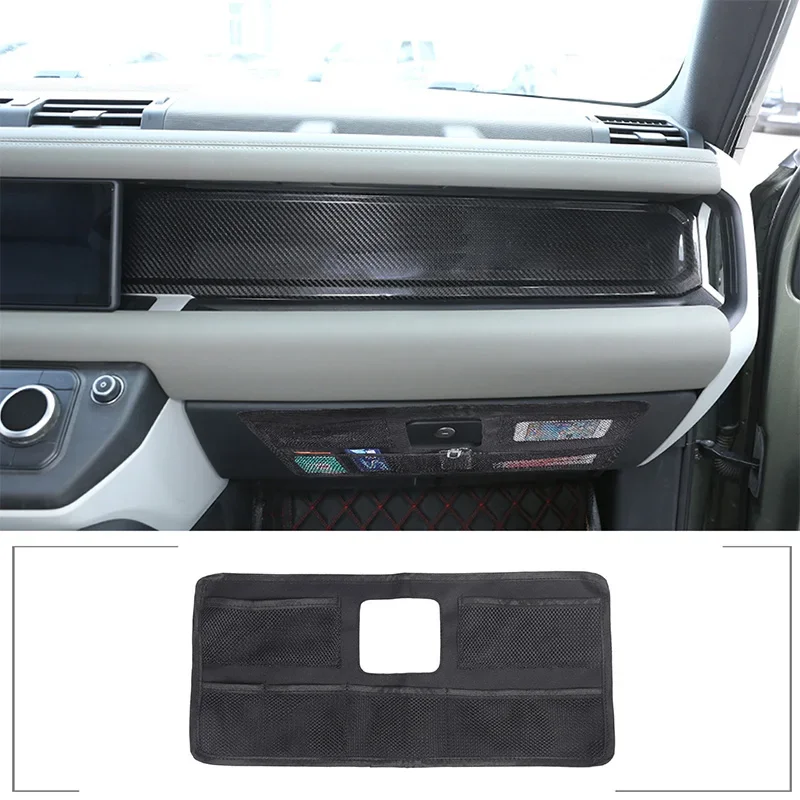 Per Land Rover Defender 90 110 2020-2024 Oxford Cloth Black Car Co-Driver Glove Box Cover Storage Net Pocket Accessori Auto