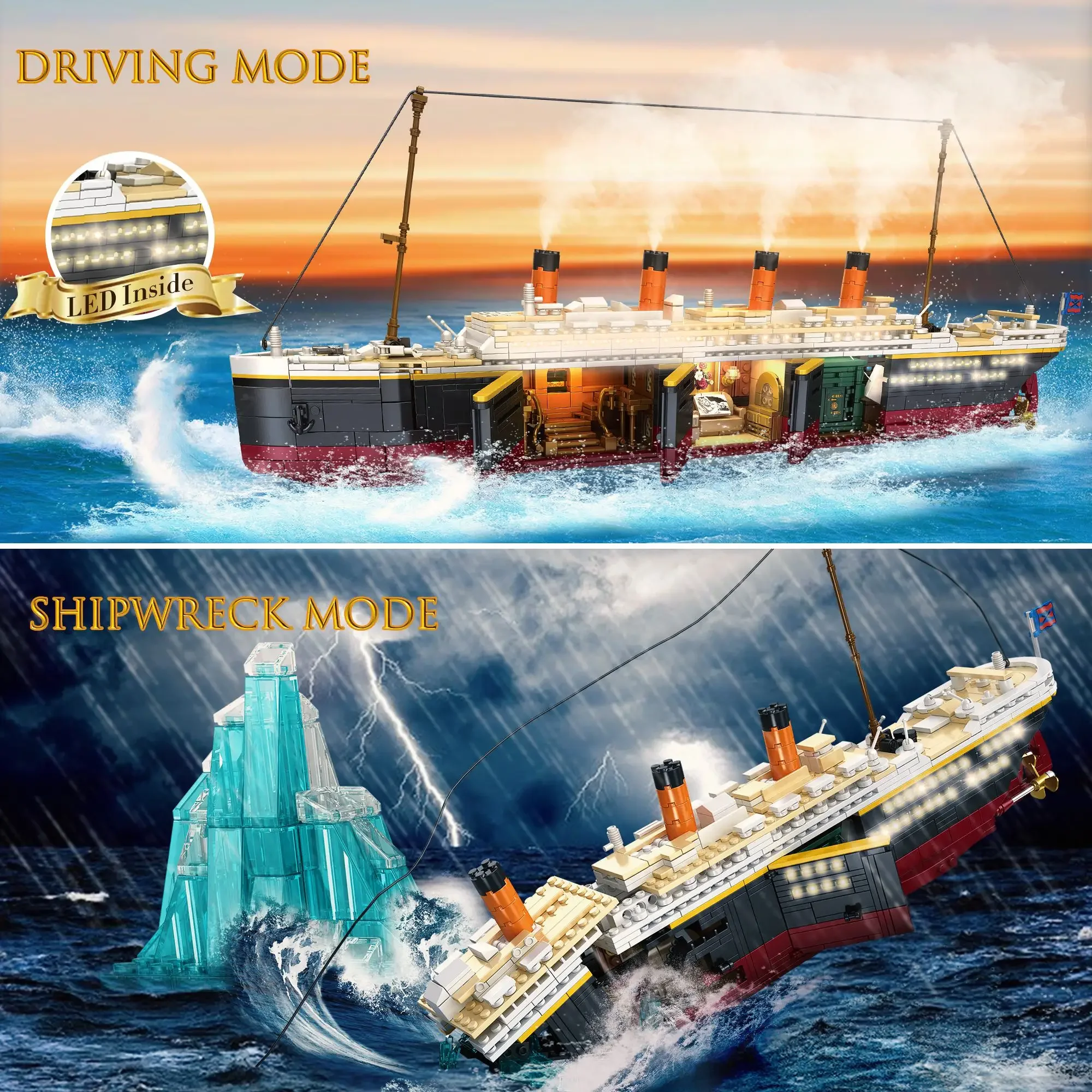 モデルビルディングブロックセット、ミニ船3Dパズルセット、大人と子供のためのDI モデルビルディングブロックセット、ミニ船3Dパズルセット、大人