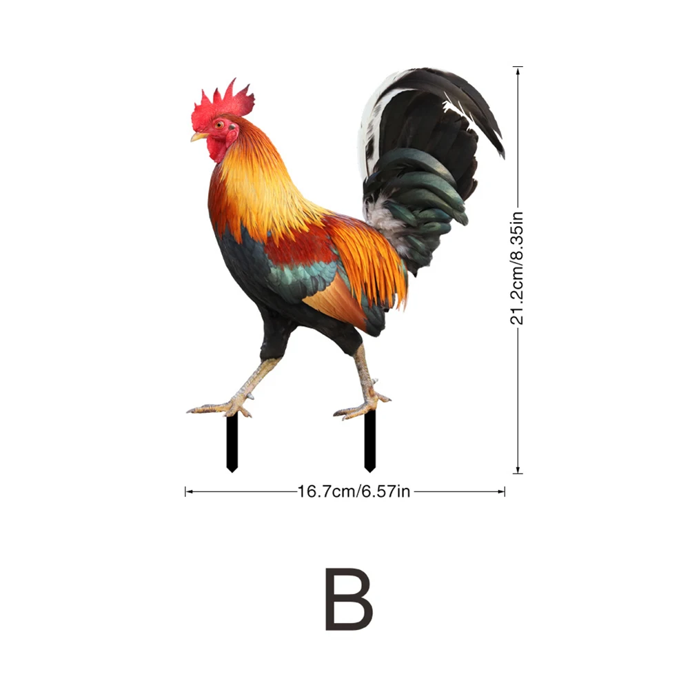 2PCS Simulated Rooster Ornaments Ornamental Decorative Garden Chicken Statue Weatherproof for Garden Patio Backyard Decoration