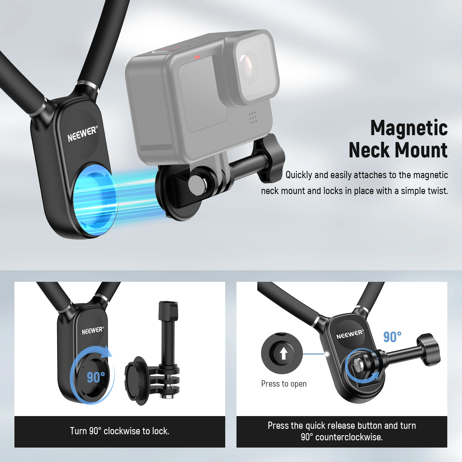 NEEWER Original Magnetic Neck Mount Holder with Phone Clip Suit For Hero 12 11