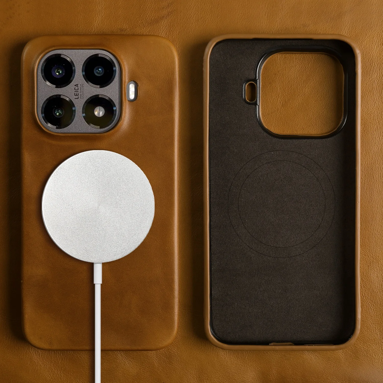 Luxury Magnetic Genuine Leather Business Oil Wax Phone Back Cover