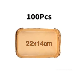 Rectangle Non-Stick Disposable Air Fryer Paper - Oilproof Baking Liner and Oven Mat (100Pcs 22x14cm)