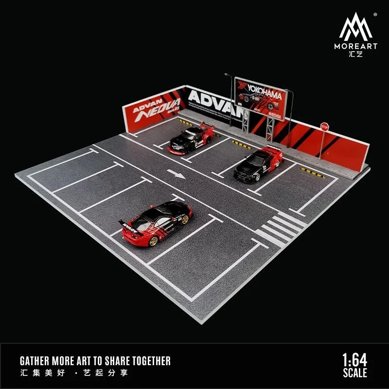 

MoreArt&TimeMicro1:64 Pink pig theme open-air car model parking lot display lighting version assembly scene