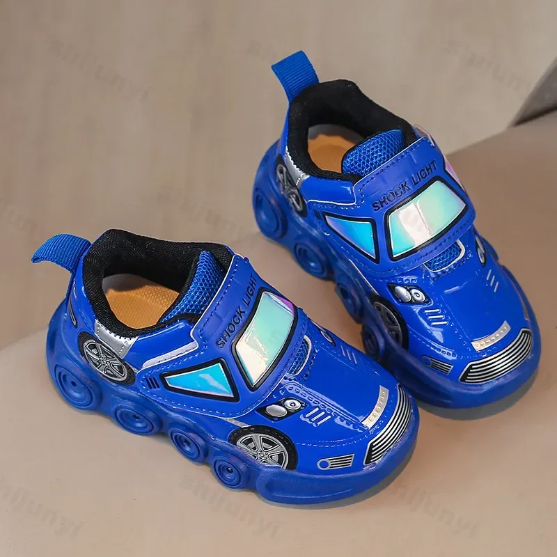 Tennis Shoes LED Children Trainer Cartoon Car Casual Sneakers for Boys Girls Mesh Breathable Kids Flats Baby Illuminated Shoes sports shoes,baby shoes,kids sneakers,kids shoes,kids sports shoes,kids flats