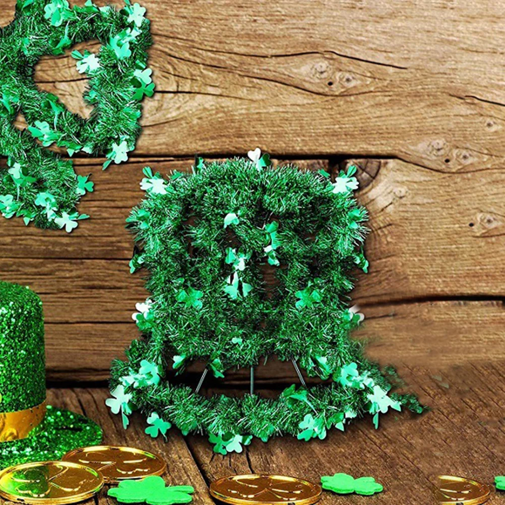 

St Patrick Day Wreath Form Metal Wire Wreath Frame Lucky Leprechan Top Hat Shaped Floral Hoop Hanging Door Sign Diy