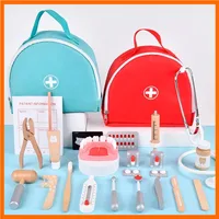 Wooden Pretend Play Doctor Educational Toys for Children Simulation Dentist Check Brush Teeth Medicine Set Role Playing Games 1