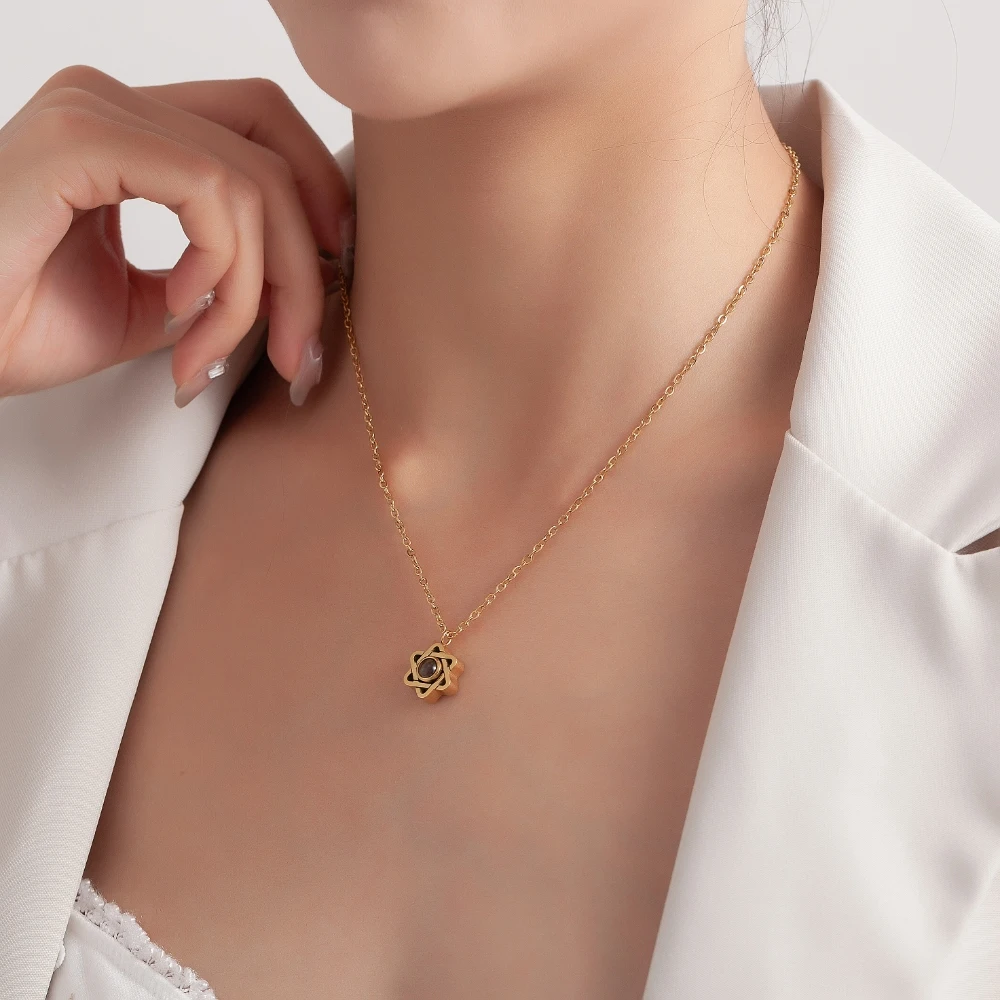 Projection Necklace Personalized Star Projection Necklace Stainless Steel Picture Necklace Unique Gift for Her