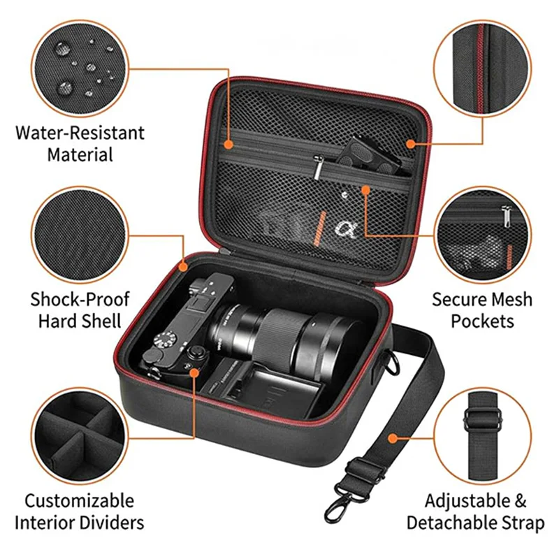 Sac antichoc noir pour gimbal, poignée de transport et fermeture étanche sécurisée
