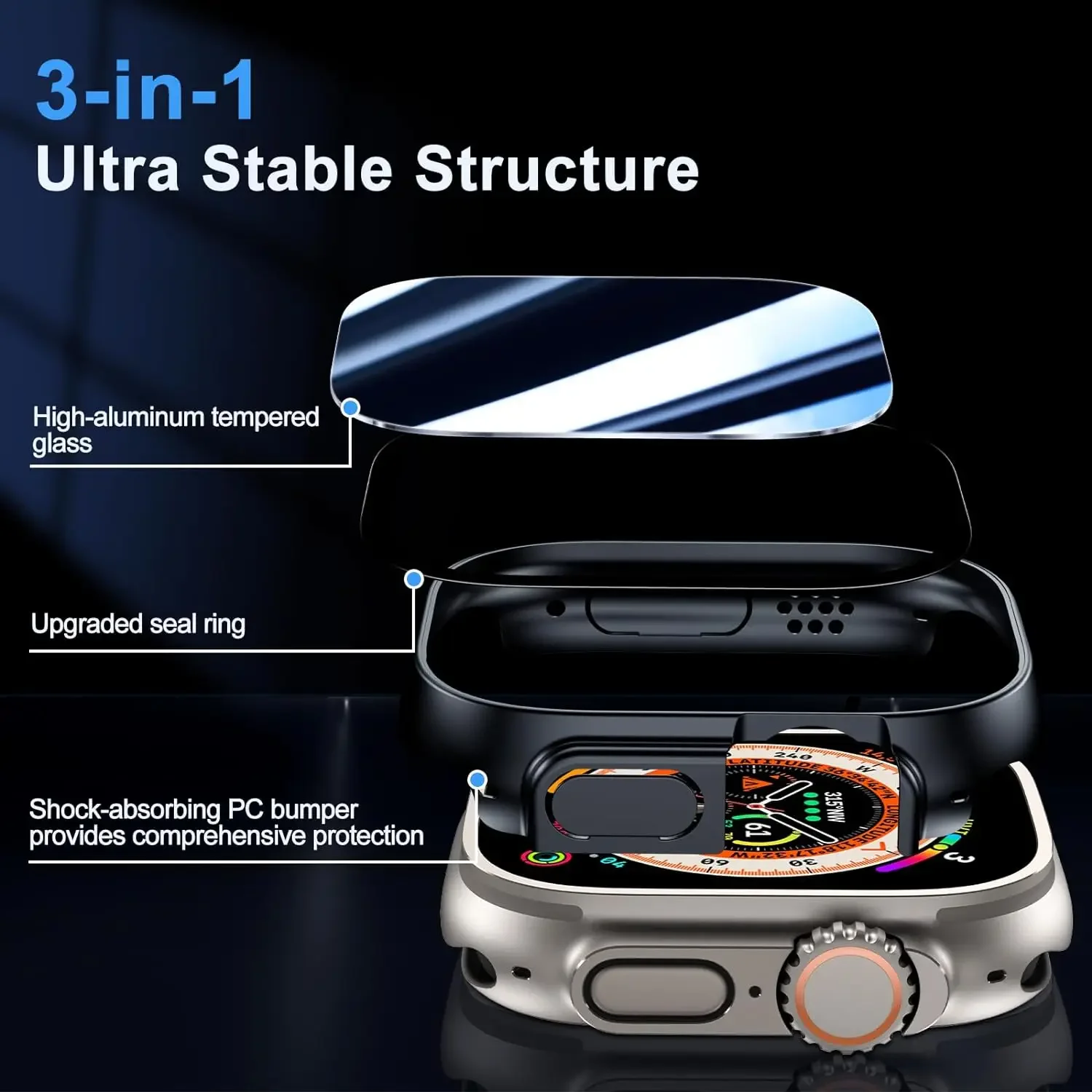 Premium Privacy Tempered Glass Case for Apple Watch - Anti-Spy Screen Protector Cover Accessories