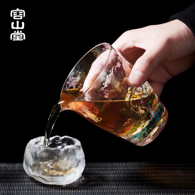 Huancai glass fair cup heat-resistant thickened tea divider with gold embossed large sea single set accessories