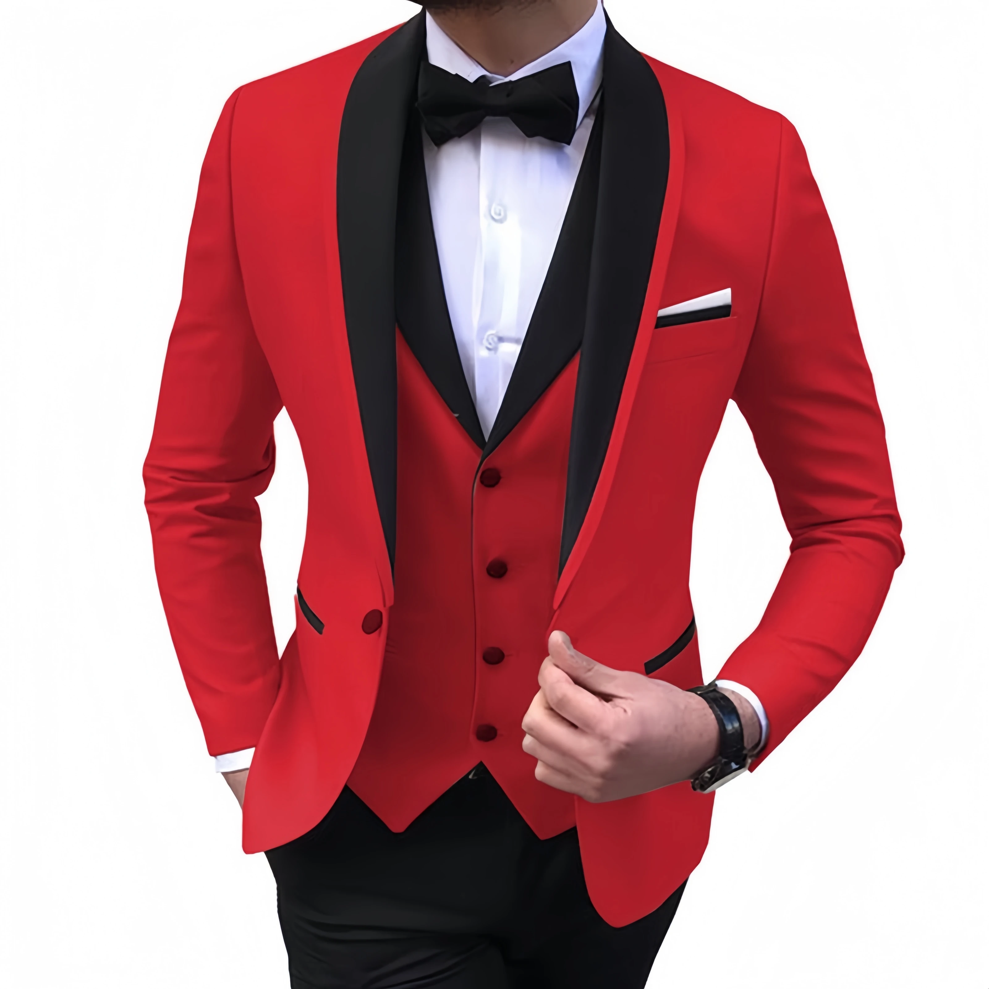 

Elegant full Suit for Men 3 Piece(Blazer+Vest+Pant)Slim-fit Business Groomsman Suit Groom's Wedding Dress Plus Size Men's Suit