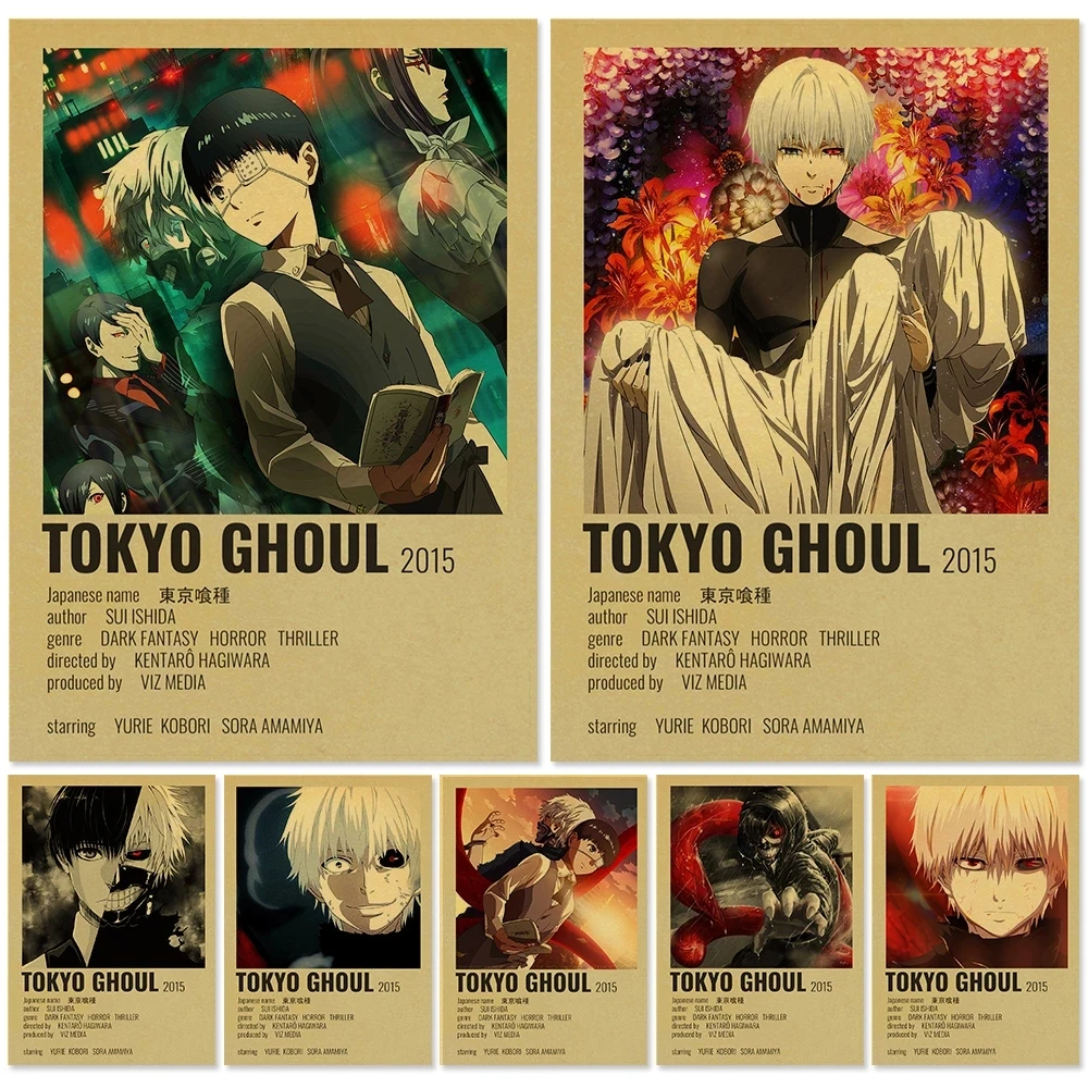 

Japanese Anime Kraft Paper Tokyo Ghoul Poster HD Painting Picture Classic Wall Artwork Printed Children's Room Home Decoration