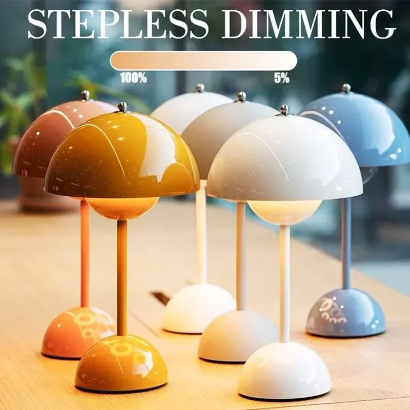 Mushroom Flower Bud Rechargeable LED Table Lamps Desk Night For Bedroom Dining Touch Night Light Simple Modern Decoration table lamp,led night lamp