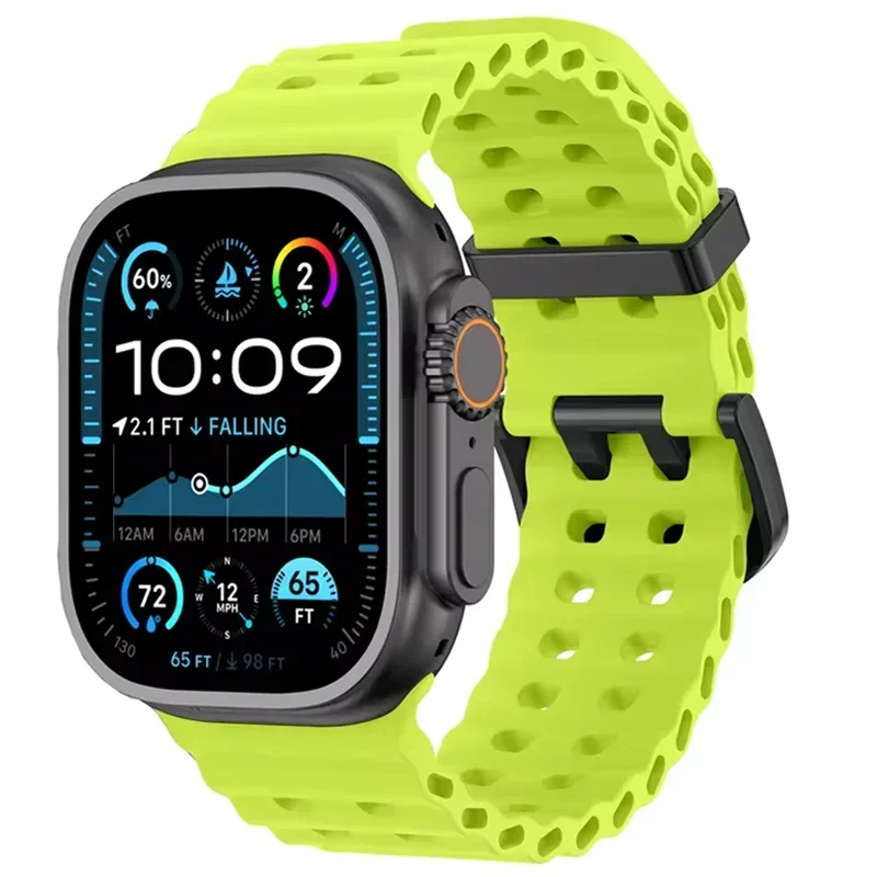 Ocean Silicone & Metal Buckle Adjustable Watch Strap Bracelet