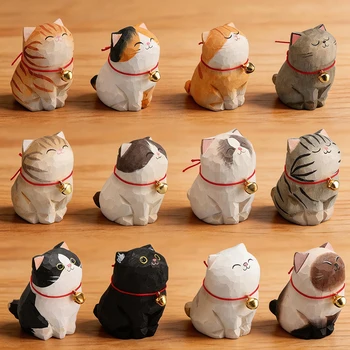 Wooden Cat Figurine Decor 1