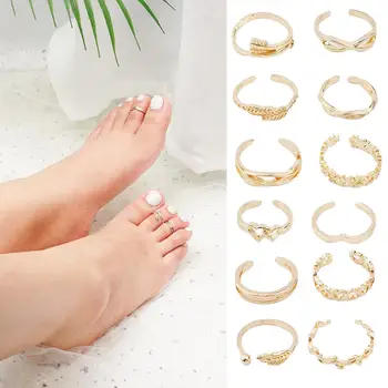 12Pcs Adjustable Toe Rings for Women Hypoallergenic Open Toe Ring Set Women Beach Foot Jewelry Caring Women Foot Ring Jewelry 1