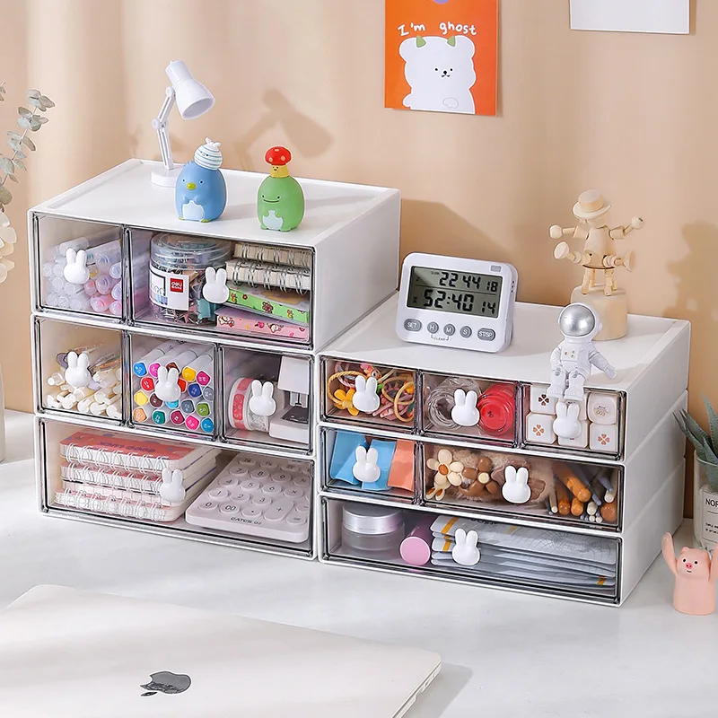 Desktop Storage Box Organizer Drawer Type Transparent Acrylic Desk Stationery Hand Account Storage Rack Desk Simple Pen Holder
