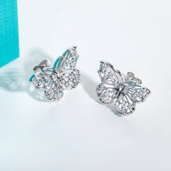 AnuJewel D Color 1.6mm Moissanite Butterfly Stud Earring